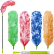 4 Pack Washable Electrostatic Duster, Extendable Pole 25" to 55", Feather...
