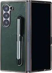 PC+ TPU Case for Samsung Galaxy Z Fold6 Cover,Plating Touch Pen Holder Folding Anti-Fall Mobile Phone Cases,Green