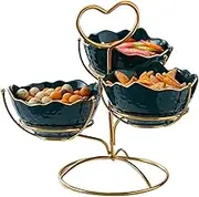 3 Tier Fruit Holder for Counter - Countertop Serving Tray Multi Layer Fruit Display Stand - Decorative Dessert Tray with Metal Stand for Vegetable, Snack, Food, Cake