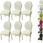 KCCRHIN Round Back Dining Chairs Slipcovers Special-Shaped Dining Table Chair Cover Modern Style Kitchen Chair Cover Diamond Check Jacquard Chair Protectors Covers for Hotel Restaurant,A 6pcs