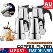 2/4/6/9 CUP Coffee Maker Moka Stove Percolator Stainless Pot Latte Top Espresso