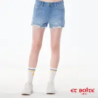 在飛比找momo購物網優惠-【BLUE WAY】女款 高腰 刷破 短褲- ET BOIT