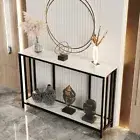 WISFOR Modern Marble Console Table Side Table 2 Tier Display Shelf Behind Sofa