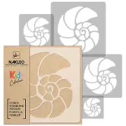 5x reusable PLASTIC Stencils 13.4" to 3.5" Nursery KIDS Template NAUTILUS SHELL