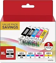 650XL 651XL Ink Cartridge Compatible with Canon PGI-650XL CLI-651XL Cartridge Work with PIXMA MG5460 MG5560 MG5660 MG6360 MG6460 MG6660 MG7160 MG7560 PIXMA MX926 MX726 PIXMA Ip7260 Ip8760 iX6860