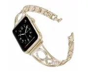 Fashion Ring Stainless Steel Strap Strap Alloy Shiny Steel Strap for Apple Watch Apple 5 4 3 2 1-Gold