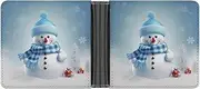 [RTSEBVN] Slim Credit Card Holder Personalized Leather Cute Snowman Money Clip Gifts Wallet For Men Women, Cute Snowman