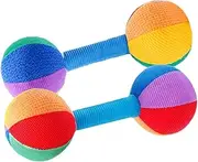 ERINGOGO 2pcs Baby Sensory Toys Rattle Set for 3-6 Months Soft Cloth Baby Dumbbell Toys Grip Training for Boys