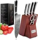 Sunnecko Kitchen Knife Block Set Damascus Steel Chef Knife Gift Kitchen Scissor