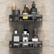 Shower Shelf Shower,Corner Shelf,Bathroom Accessories,Caddy Corner with Bathroom Shelves, Adhesive Shower Shelf No Drilling, Black Rust-Resistant Shower Soap Holder
