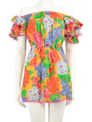 Floral Print Ruch Detail Mini Dress