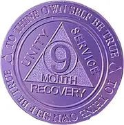 Bulk Lot of 25 Aluminum 9 Month AA Medallions Purple Color Sobriety Chips Serenity Prayer Back