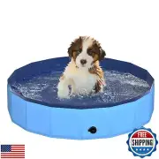 CACSPS 32" x 12" Foldable Dog Pool - Collapsible Hard Plastic Kiddie Pool for
