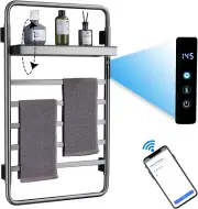 Heated Towel Rack Grey 65W Smart Wifi Towel Warmer Voice Control with Foldable T