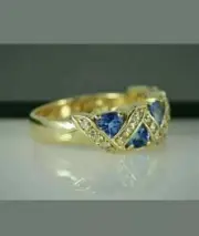 Art Deco 2Ct Trillion Natural Blue Tanzanite Engagement Ring Sterling Silver 925