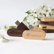 Custom USB Flash Drive, 50 Pack Personalized Wooden Swivel Thumb Drive USB 2.0 Memory Stick Pen Drive, Ideal for Business Events, Corporate Gifts, Promotional Giveaways (2 GB,Without Box)