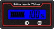 LCD Battery Meter, 12-84 V Battery Capacity Voltage Tester with Alarm, Battery Capacity Voltage Meter with Connection Cable for 12-84 V Battery Capacity Monitor (Blue