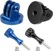 Momerch Aluminum Alloy Mount Adapter with Thumb Screws Compatible with GoPro Hero and Other Action Cam (Black + Blue)