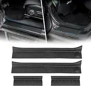 Phamyor Soft Front & Rear Door Sill Guards Compatible with 2018-2024 Jeep Wrangler JL JLU & 2020-2024 Jeep Gladiator JT, All Terrain Threshold Entry Guard Kit, Full Coverage, Rubber, 4pcs, Black