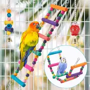 Bird Parakeet Toys, 11 Pcs Swing Hanging Chewing Toy Hammock Ladder Cage Colorful