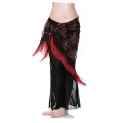 Belly Dance Hip Scarf Fringe Bellydance Scarves Sequin Belly Dancing Red