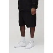 Mens Black Plus Oversized Drop Crotch Basic Shorts
