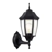 14.37 In. Black Dusk to Dawn Hardwired Decorative Outdoor Wall Light Lantern Sco