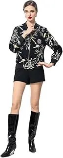 [Generic] Women's Design Black Stand Collar Long-Sleeved Sequins Crystal Streetwear Jacket