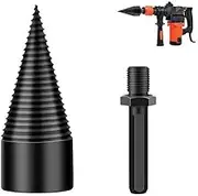 AIMALL 32-42mm High-Speed Steel Twist Firewood Drill Bit with 3 Conversion Heads for Wood Splitting, Cone Splitter Driver for Drill Tools