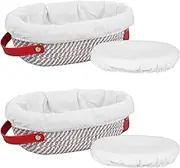 2 Pack Cotton Rope Banneton Bread Proofing Basket, Sourdough Bread Baking Supplies with Liners And Covers, Bread Sourdough Basket, Sourdough Starter Kit for Homemade Sourdough Baking (Oval)