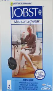 Jobst Medical Compression Knee Stockings Opaque Black Open Toe Womens Large