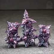 Sage's Deadly Blossoms Violet Metal Polyhedral Dice Set DnD RPG Games