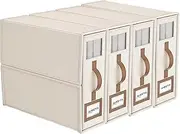 4 Pack Bed Sheet Organizers and Storage, Foldable Sheet Organizer,Oxford Cloth Storage Box for Bed Sheets and Bedding Set Organization and Storage 5x15x12.8 Inch（Beige）
