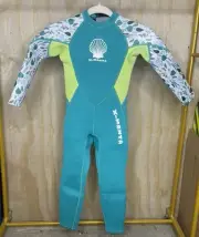 DIVE AND SAIL MANTA Kid's Girl's Large Aqua Green Neoprene Wetsuit Scuba Set NWT