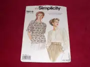 SIMPLICITY #9816 - LADIES EASY JEWEL NECKLINE BLOUSE or SHIRT PATTERN 10-20FF
