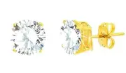 14K Yellow Gold over Sterling Silver 7mm Cubic Zirconia Stud earrings