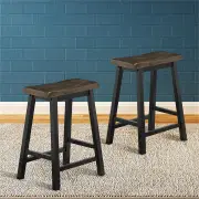 CostwaySaddle Seat Stools Set of 2 Wood Vintage Counter Height Bistro Side Chairs
