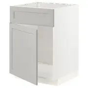 METOD base cabinet f sink w door/front, white/Lerhyttan light grey, 60x60x80 cm