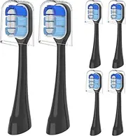 YMPBO Replacement Heads Compatible with Oral-B Clic Toothbrush, 6 Pack Brush Head Refill, Black