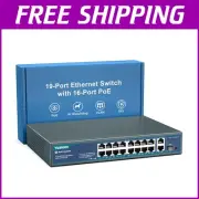 High Power 16 Port PoE+ Switch with VLAN & 6KV Protection for Secure Networking