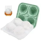4 Large Football Shapes Soccer Ice Cube Tray Mold with Clear Funnel-type Lid
