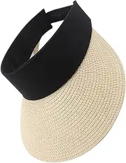 [KESYOO] Women Visor Cap Straw Woven Sun Hat Foldable Adjustable Summer Sun Protection Wide Brim Beach Outdoor Cap