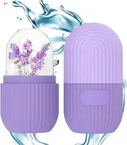 EZONEDEAL Ice Cube Roller Massager for Face, Eyes and Neck Naturally Conditioning and Skin Care, De-Puff Eye Bags, Reduce Migraine Pain, Shrink Pores Anti Wrinkle Reusable Massage Silicone Ice Mold (Purple)
