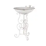 Large Birdbath W 3 Birds On Ornate Stand 53X76cm