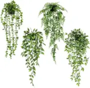 4pcs Artificial Hanging Plants, Fake Hanging Plants Potted Greenery Artificia...