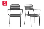 Set of 2 Matt Blatt Miami Metal Outdoor Armchairs (Charcoal)