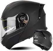 Motorcycle Modular Full Face Helmet , Flip Up Dual Visor ECE Approved Adult Street Motorbike Helmets Breathable Scooter Moped Racing Integrated Helmet for Men and Women
