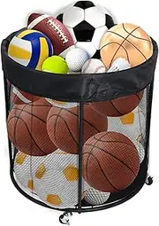 Ball Storage Cart,Sports Equipment Organizer for Garage,Metal Garage Organizer Sports Equipment Organizer Ball Bin 48 Gals with Wheels for Garages, Playgroup, Gym and Schools.