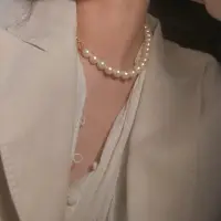 在飛比找Yahoo!奇摩拍賣優惠-珍珠項鍊神無月日本進口經典復古棉花珍珠長短