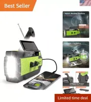 Versatile Hand Crank Weather Radio with LED Flashlight & USB Charger - Green